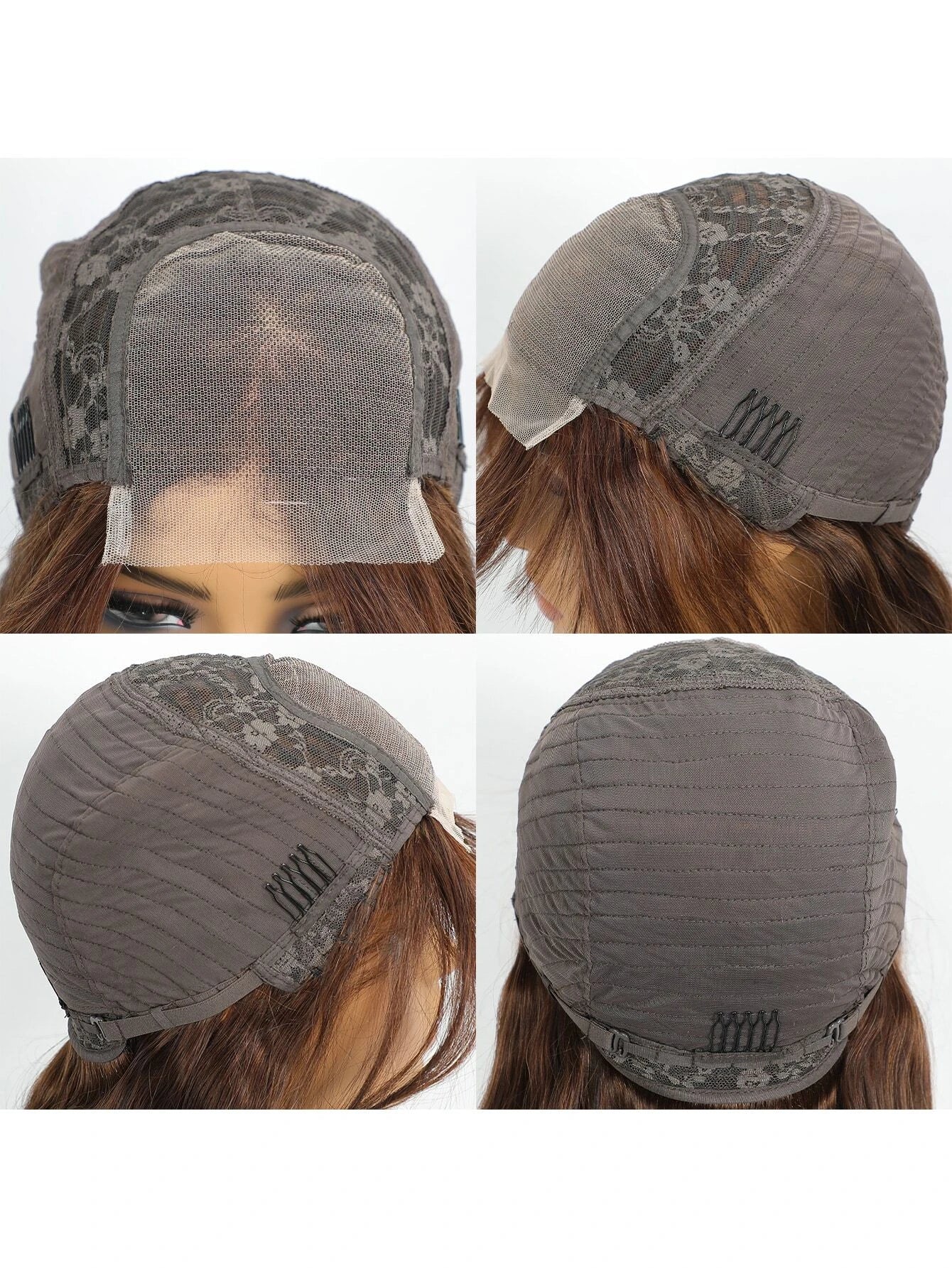 Bone Straight Human Hair Wig with Bangs – 4x4 Transparent Swiss Lace, Bleached Knots, Natural Chocolate Brown