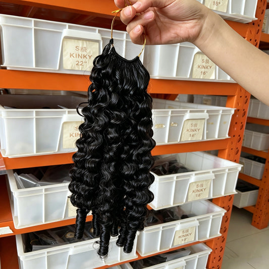 Bulk Hair Wholesale for Braiding Deep Wave Feather Crochet Human Hair Extensions Knotless Pre-separated Feather Human Hair