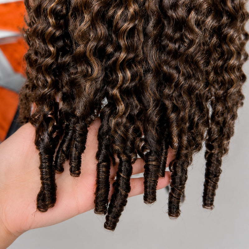 Raw Burmese Curly Wigs HD Lace Spiral Curly Closure Wig 4/27 Piano Color Human Hair Burmese Curly Wig Highlight Lace Frontal Wig