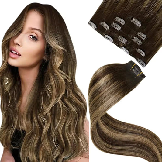 Russian Cuticle Aligned Double Drawn Clip in Hair Extension European Natural Human Hair Extension