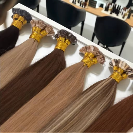 100% Human Hair Extension I Tip Keratin Flat Tip Thick End Hair Extensions Remy 100% Human Hair