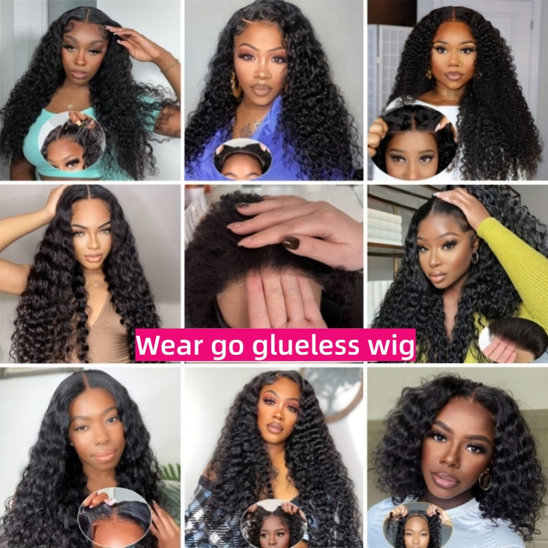 Pre Bleached Wear Go Glueless Water Wave Wig 6x5 Lace Closure Human Hair Wigs Pre plucked