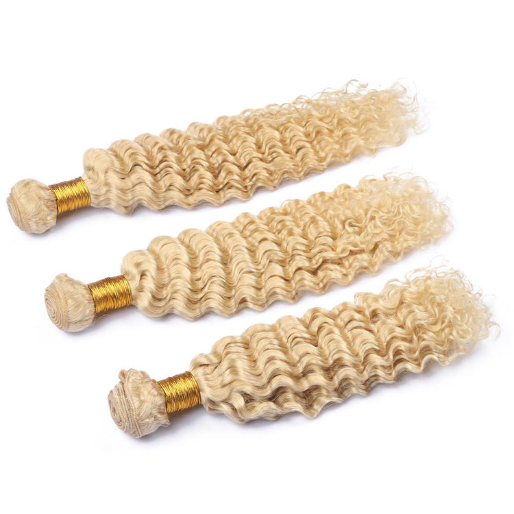 Wholesale 613 Deep Wave Human Hair Bundles ¨C Virgin Blonde Hair for Vendors