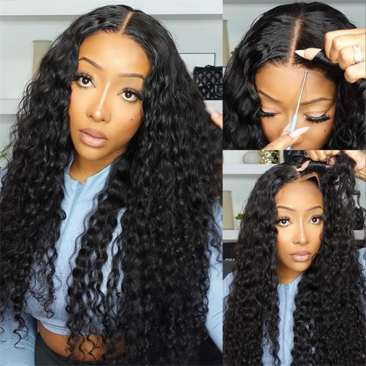 Deep Wave Human Hair Wig Ready to Go Glueless 6x5 Lace Closure Wigs Beginner Friendly