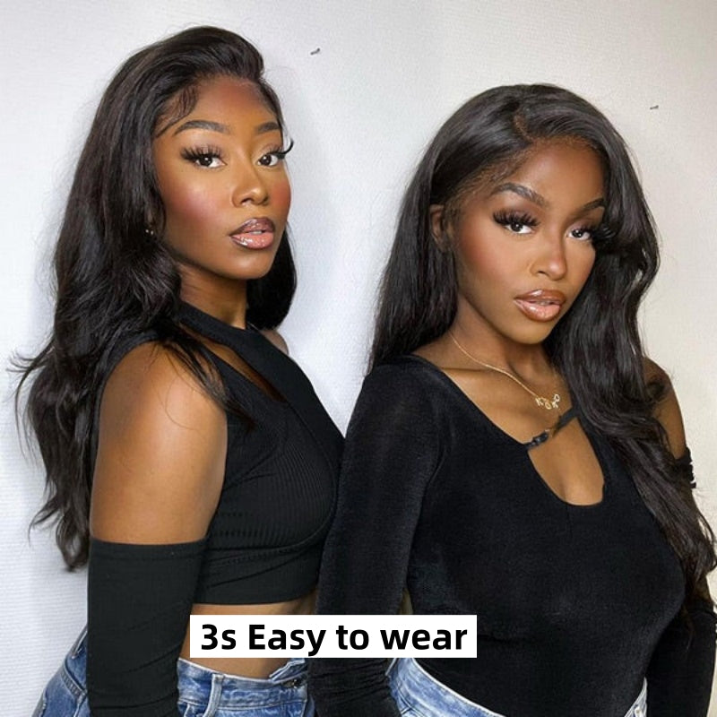 Glueless Curtain Bangs Wigs Human Hair Pre Cut 6x5 Lace Wavy Layer Cut Wigs Easy-to-wear