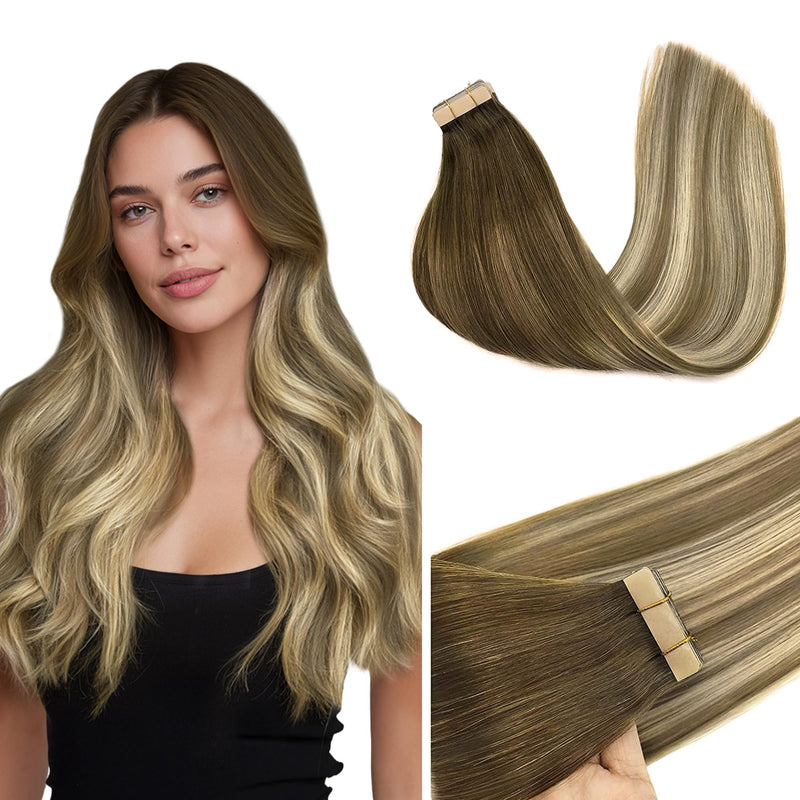 Straight blonde tape-in hair extensions from the LSY Beauty wholesale collection