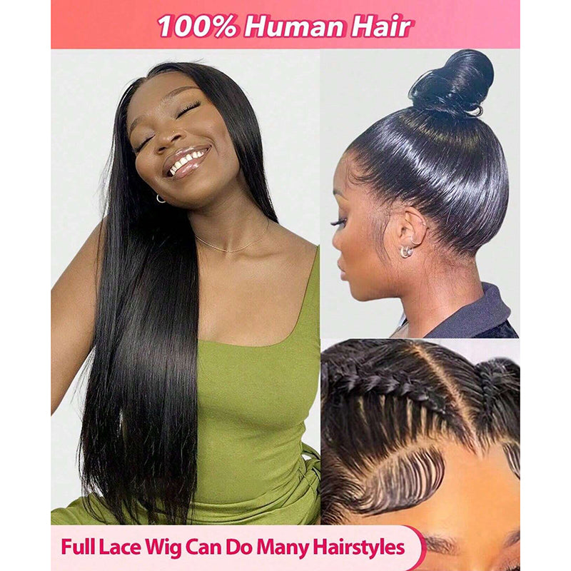 200% Density Straight Full Lace Human Hair Wig (16–26 Inches)