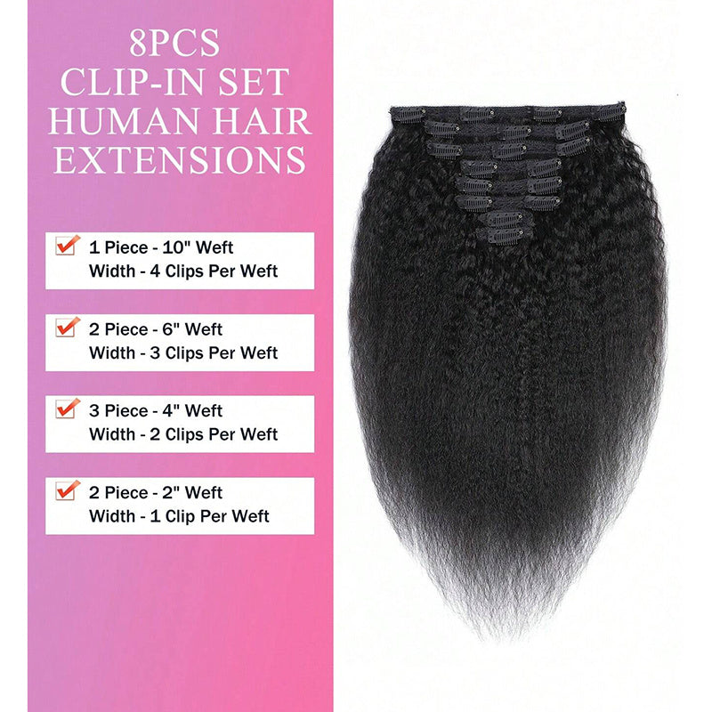 8-Piece Medium Straight Clip-In Human Hair Extensions