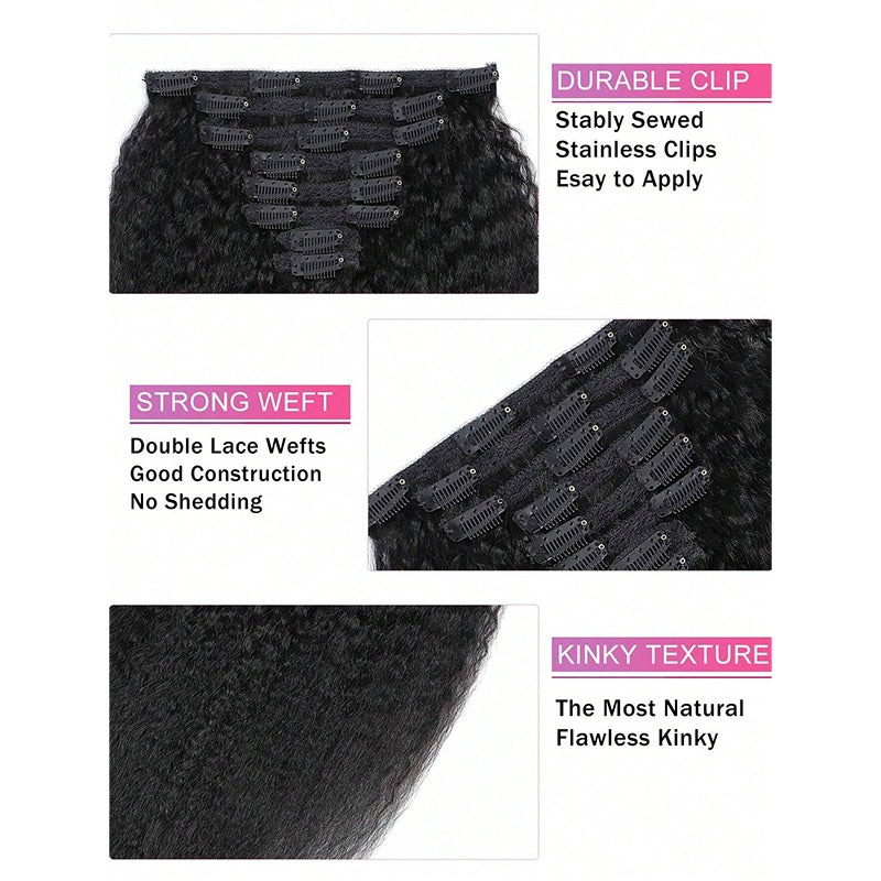 8-Piece Medium Straight Clip-In Human Hair Extensions