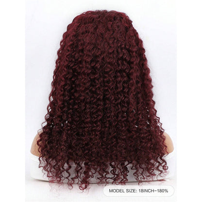 99J Burgundy Wine Red Deep Wave Human Hair Closure Wig – 5x5 Pre-Cut Lace, Glueless, Breezy Air Cap