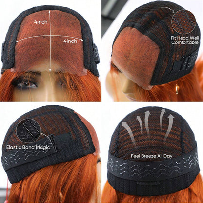 350# Ginger Wear & Go Straight Human Hair Wig — 4x4 Pre-Cut Lace, Glueless