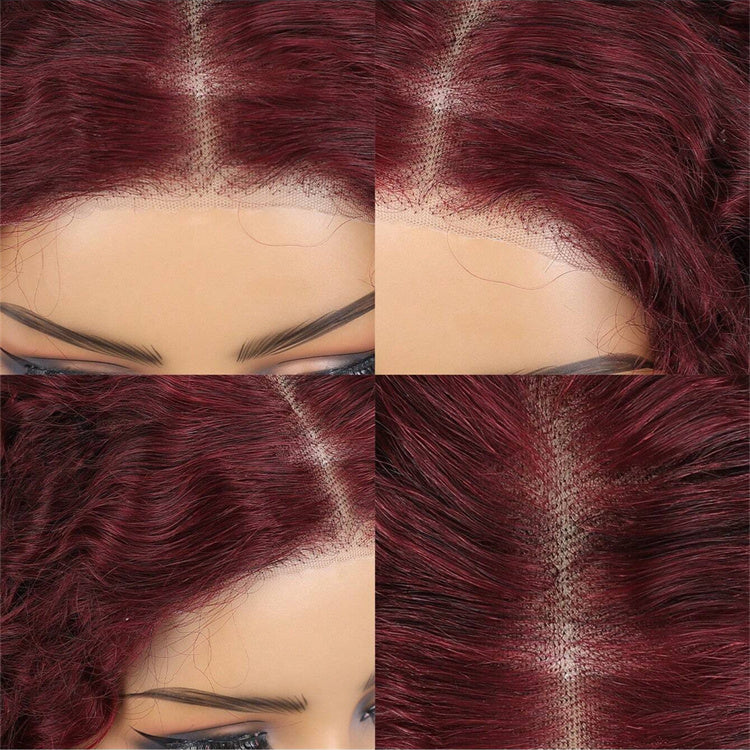 99J Burgundy Wine Red Deep Wave Human Hair Closure Wig – 5x5 Pre-Cut Lace, Glueless, Breezy Air Cap