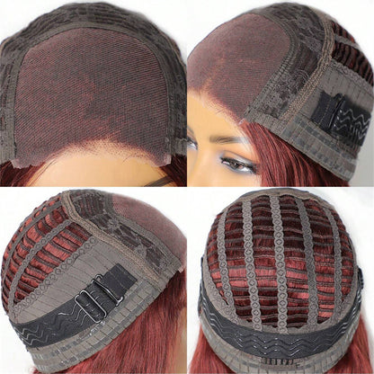 99J Burgundy Wine Red Deep Wave Human Hair Closure Wig – 5x5 Pre-Cut Lace, Glueless, Breezy Air Cap