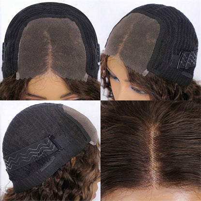 #4 Dark Chocolate Brown Water Wave Wear & Go Human Hair Wig – 4x4 Pre-Cut Lace, Glueless, Breathable Stretch Cap