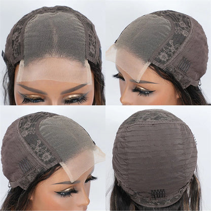 Remy Human Hair Highlight Closure Wig – 4x4 Transparent Swiss Lace, Pre-Plucked, Bleached Knots