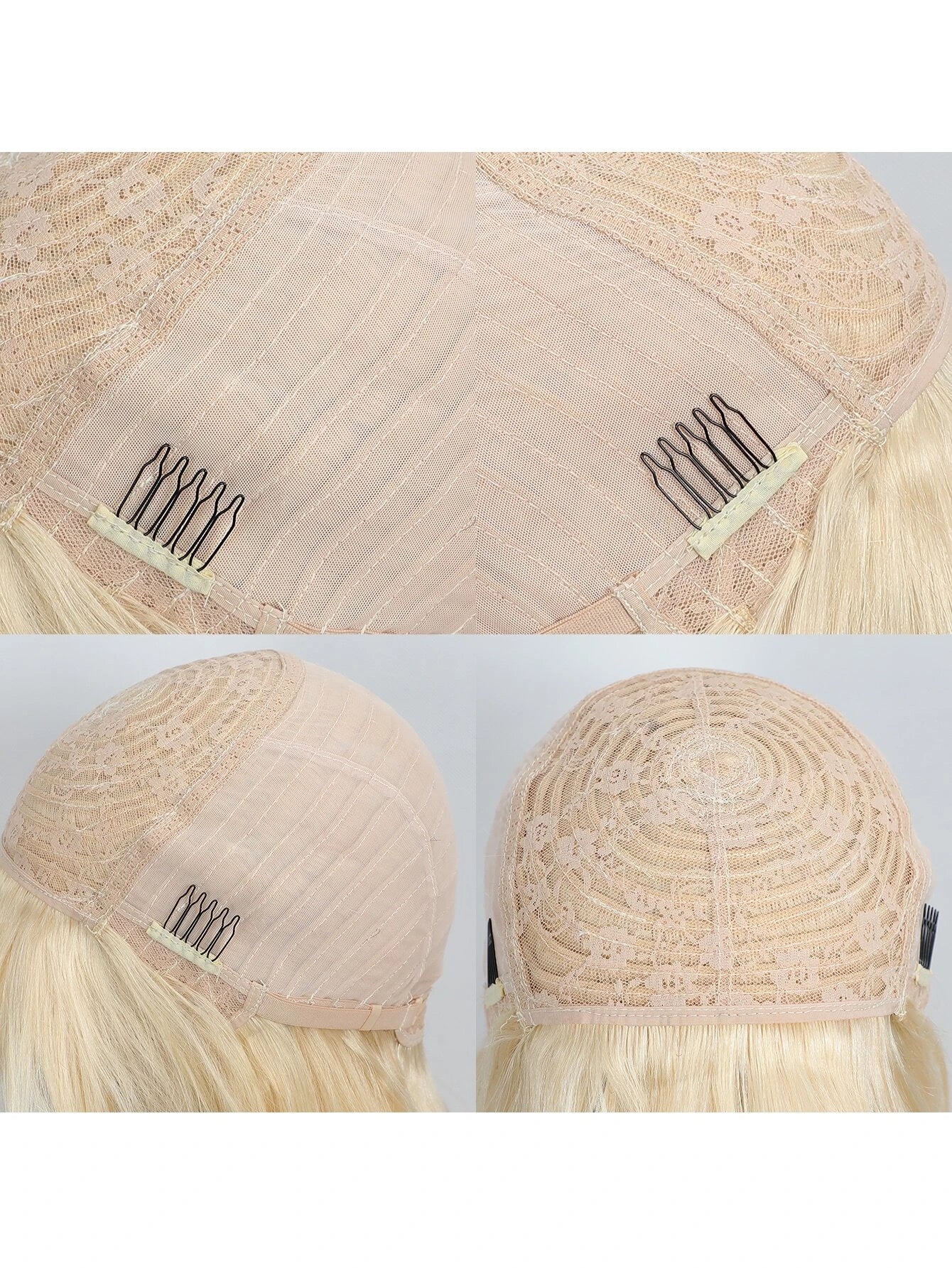 #613 Medium Straight Blonde Remy Human Hair Wig with Bangs