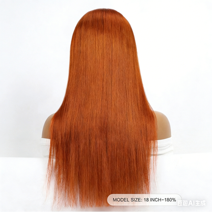 350# Ginger Wear & Go Straight Human Hair Wig — 4x4 Pre-Cut Lace, Glueless