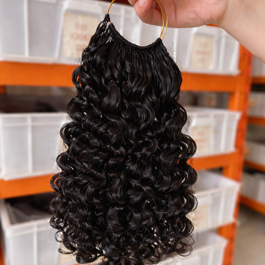 Bulk Hair Wholesale for Braiding Deep Wave Feather Crochet Human Hair Extensions Knotless Pre-separated Feather Human Hair