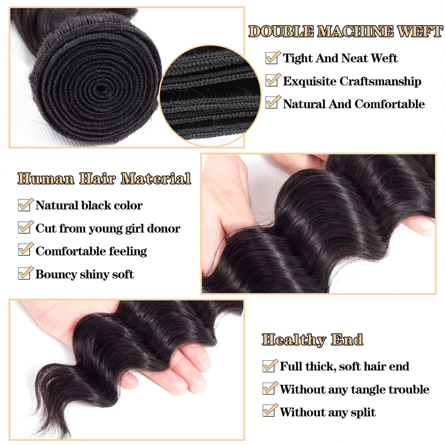 8-30in Virgin Raw Brazilian 100% Human Hair Bundle Loose Wave Hair Weave