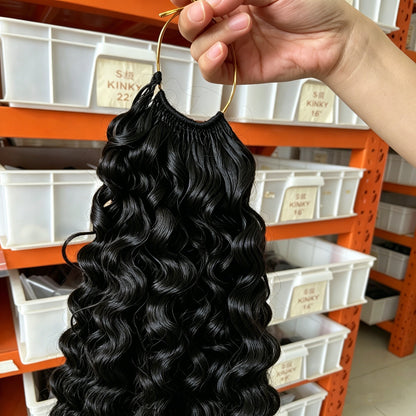 Bulk Hair Wholesale for Braiding Deep Wave Feather Crochet Human Hair Extensions Knotless Pre-separated Feather Human Hair