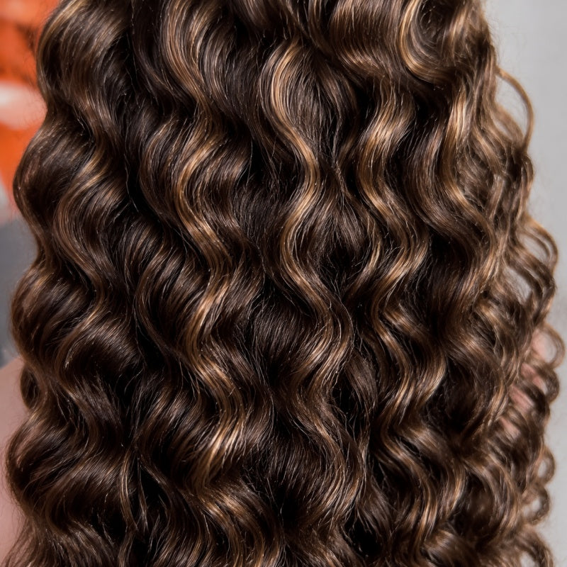 Raw Burmese Curly Wigs HD Lace Spiral Curly Closure Wig 4/27 Piano Color Human Hair Burmese Curly Wig Highlight Lace Frontal Wig