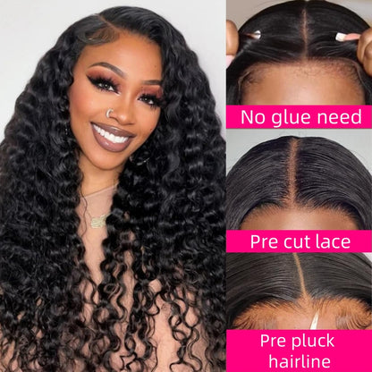 Deep Wave Human Hair Wig Ready to Go Glueless 6x5 Lace Closure Wigs Beginner Friendly
