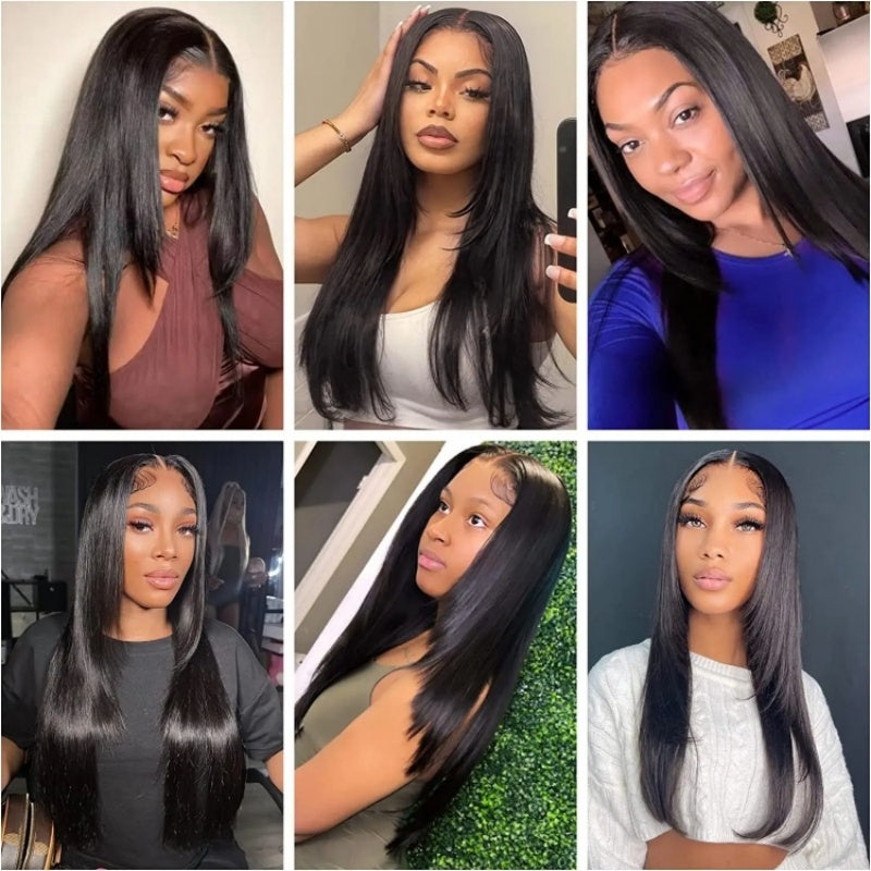Pre Cut 6x5 HD Lace Wig Layered Natural Black Hair Silky Straight Glueless Human Hair wig