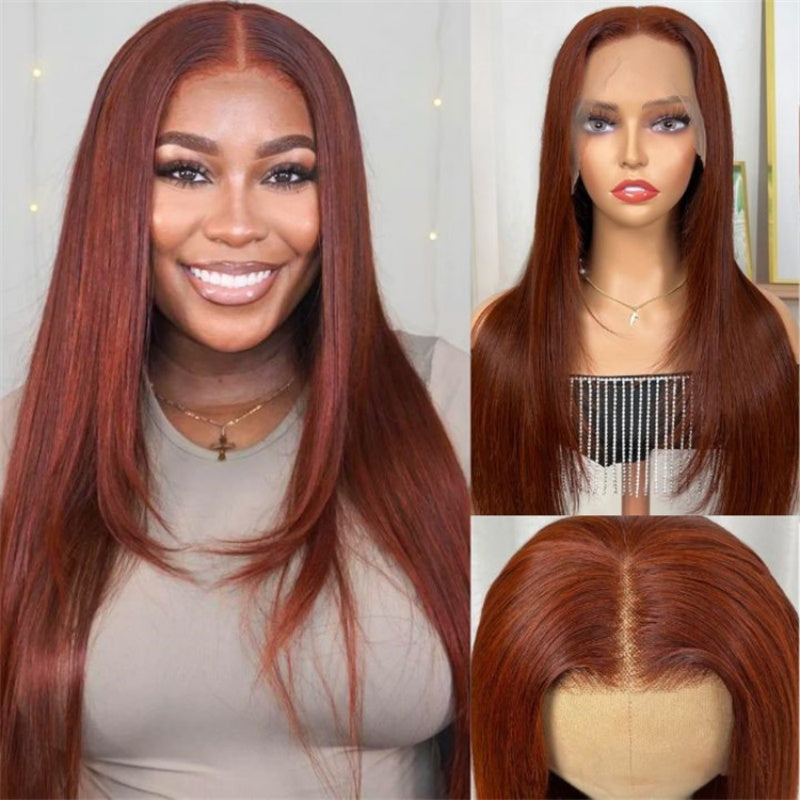 Pre Cut 6x5 HD Lace Wig Layered Natural Black Hair Silky Straight Glueless Human Hair wig