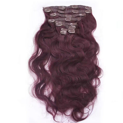 Russian Double Drawn Customized Color Body Wave High Quality Clip in Human Hair Extension