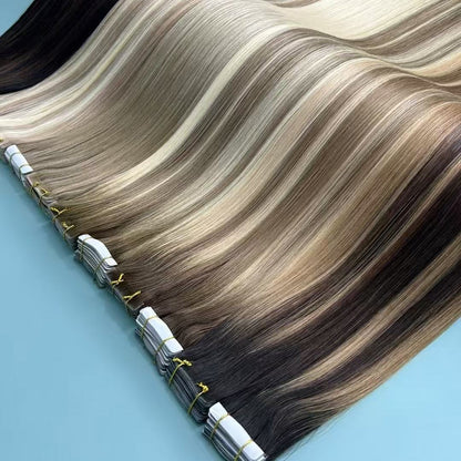 Raw Indian Virgin Cuticle Tape in Human Hair Extensions High Quality Extensions for Hair Styling