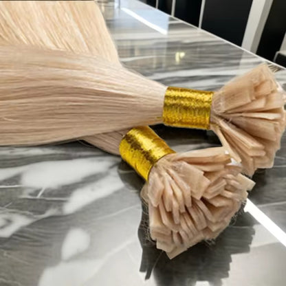 100% Human Hair Extension I Tip Keratin Flat Tip Thick End Hair Extensions Remy 100% Human Hair