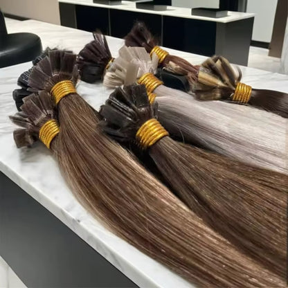 100% Human Hair Extension I Tip Keratin Flat Tip Thick End Hair Extensions Remy 100% Human Hair