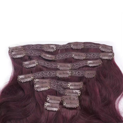 Russian Double Drawn Customized Color Body Wave High Quality Clip in Human Hair Extension