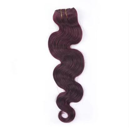 Russian Double Drawn Customized Color Body Wave High Quality Clip in Human Hair Extension