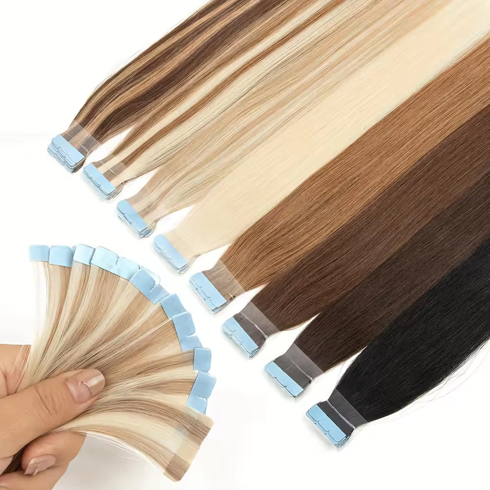Raw Indian Virgin Cuticle Tape in Human Hair Extensions High Quality Extensions for Hair Styling