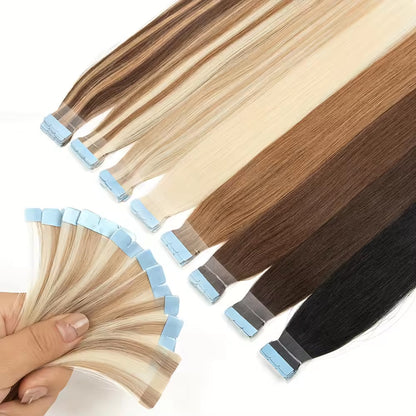 Raw Indian Virgin Cuticle Tape in Human Hair Extensions High Quality Extensions for Hair Styling