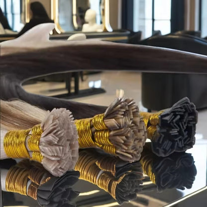 100% Human Hair Extension I Tip Keratin Flat Tip Thick End Hair Extensions Remy 100% Human Hair