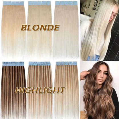 Raw Hair Russian Remy Double Drawn Injected Tape Hair Extension Cuticle Aligned Seamless Invisible Tape in Hair Extensions