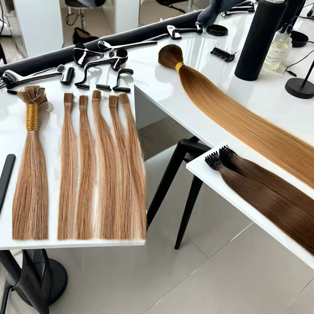 100% Human Hair Extension I Tip Keratin Flat Tip Thick End Hair Extensions Remy 100% Human Hair