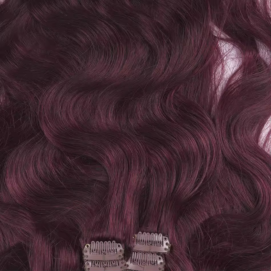 Russian Double Drawn Customized Color Body Wave High Quality Clip in Human Hair Extension