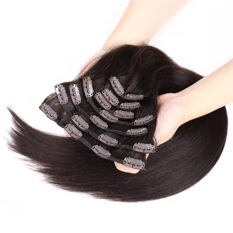 Russian Cuticle Aligned Double Drawn Clip in Hair Extension European Natural Human Hair Extension