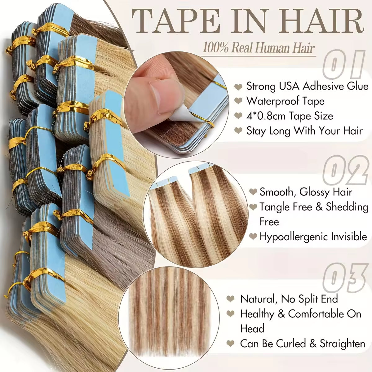 Raw Hair Russian Remy Double Drawn Injected Tape Hair Extension Cuticle Aligned Seamless Invisible Tape in Hair Extensions