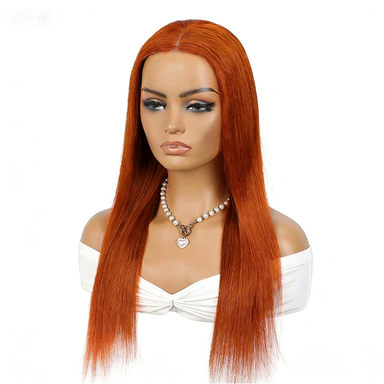350# Ginger Wear & Go Straight Human Hair Wig — 4x4 Pre-Cut Lace, Glueless