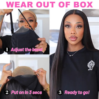 Pre Everything HD Lace Wig Layered Natural Black Hair Silky Straight 4x4 5x5 Glueless Human Hair wig