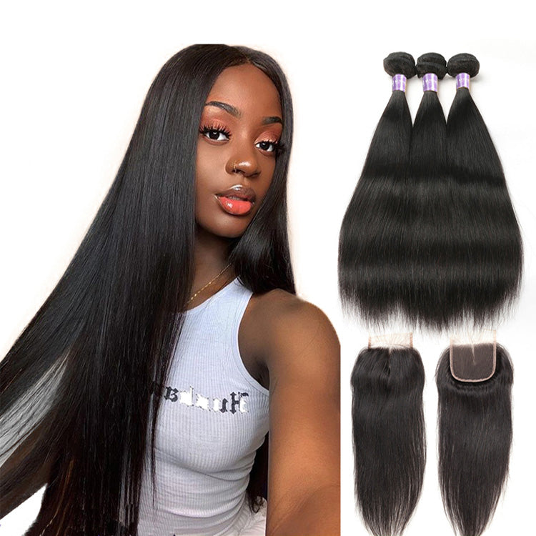 Straight Human Hair Bundles 100% Virgin Human Hair With Women