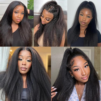 100% Human Hair 10-30 Inch Kinky Straight Virgin Brazilian Hair #1B Natural Black