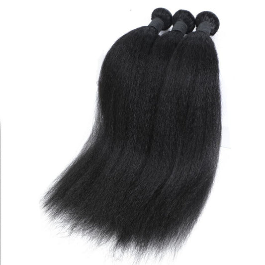 100% Human Hair 10-30 Inch Kinky Straight Virgin Brazilian Hair #1B Natural Black