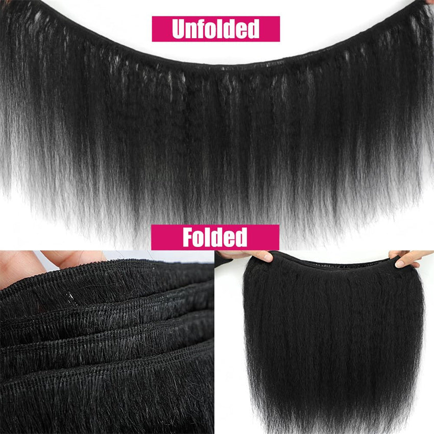 100% Human Hair 10-30 Inch Kinky Straight Virgin Brazilian Hair #1B Natural Black