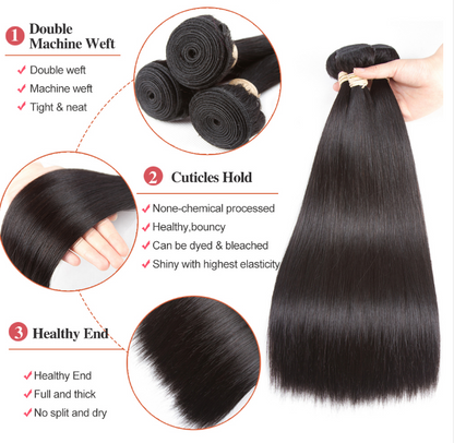 Straight Human Hair Bundles 100% Virgin Human Hair With Women
