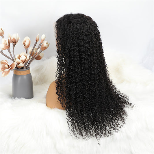 Deep Curl 13x4 Transparent Lace Natrual Color Human Hair Wig Remy Brazilian Women Wigs Wholesale